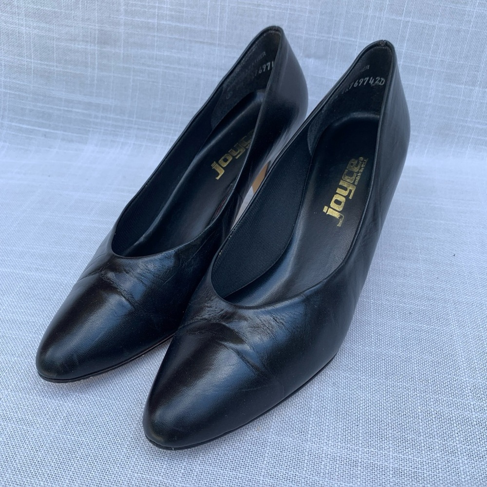 VTG Joyce Women’s Heel Shoes Splendor Black Kidskin Leather Size 9.5 EUC USA